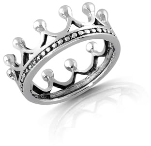 Cassini Damenring 925 Sterling Silber oxidiert Kronenring massiv handgefertigt Vintage Design eleganter Silberring für Frauen nickelfrei antiallergisch besonderes Schmuckaccessoire 3RAJ56