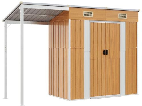 prissent Gartenhütte Gerätehäuser Gerätehaus Fahrradunterstand Gartenschrank Storage Shed Wetterfest Schuppen Garten Hellbraun