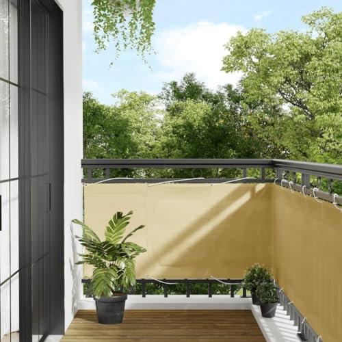 CFODOJ Home & Garden,Balkon Sichtschutz Sand 75x300cm 100% Polyester Oxford