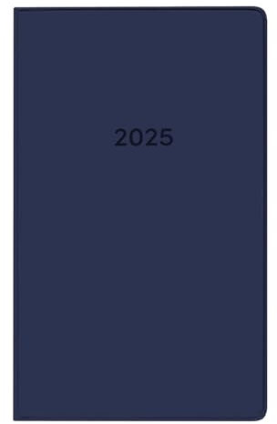 Idena 11152 - Taschenkalender 2025, Leporello-Kalender im Format 8,7 x 15,3 cm, 1 Monat auf 2 Seiten, Terminkalender mit flexiblem Einband in Blau und Adressheft