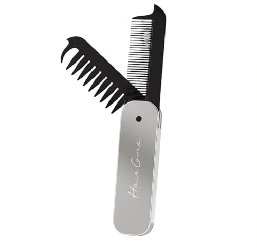 Pettine per capelli da viaggio pieghevole – spazzola per capelli, spazzola per capelli da viaggio portatile in plastica | pettine a denti fini e a denti larghi a doppia testa, pettine districante