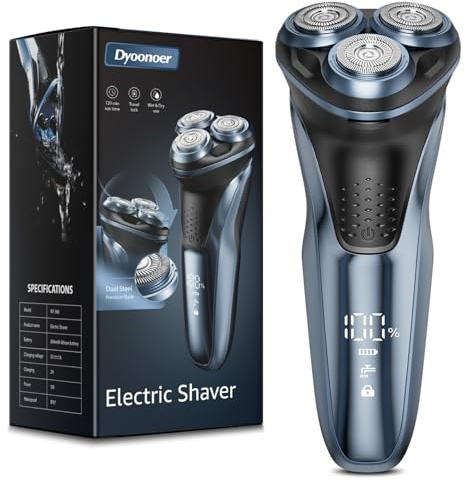 Electric Razor for Men, Dyoonoer Electric Shaver for Men, IPX7 Waterproof Wet Dry Rechargeable Foil Shaver with Pop up Trimmer and Travel Lock