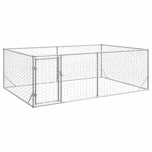 vidaXL Niche d'extérieur pour Chien avec Porte, 3 x 2 x 1 m, Acier galvanisé
