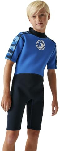 Regatta Kids Junior Wetsuit Swimwear Traje de baño de una Sola Pieza, Azul, 7-8 Años Unisex niños