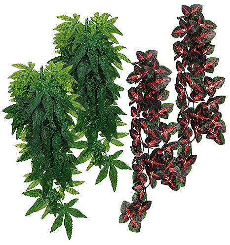 Toddmomy Lot De 4 Plantes Artificielles en Rotin avec Tasses pour Décoration Daquarium Terrarium Accessoires pour Reptiles