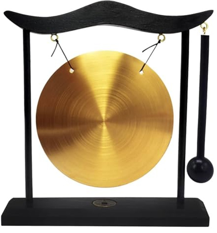 Plmvhpb Mini mesa de gong, instrumento de percusión, platillo, gongs con mazo para decoración del hogar, regalo de inauguración de la casa, duradero