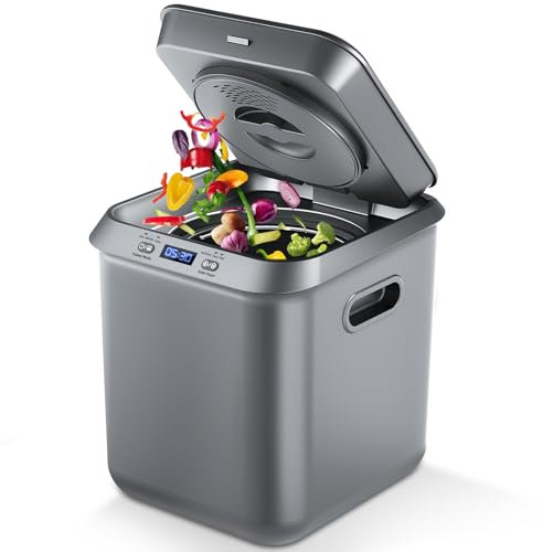 Compostiera elettrica per cucina: bidone intelligente per compostaggio esterno/interno, inodore, pulizia automatica, display a LED intelligente, bidone per lo smaltimento automatico dei rifiuti da 2,5