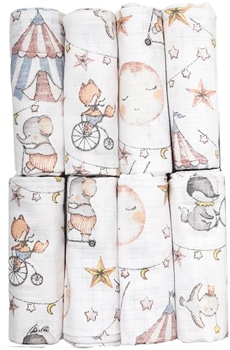 FENSILO Panni mussellinici per bambini, in mussola, panni per sputare e garza, confezione da 8 pezzi, 80 x 70 cm, in cotone, pannolini di stoffa, testati contro le sostanze nocive, per bambini e
