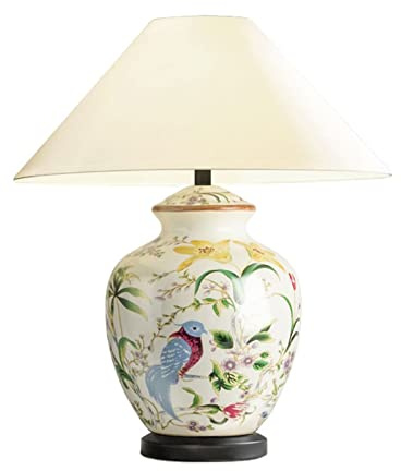 soffione Doccia Lampada da scrivania Bellissimo Modello di Fiori e Uccelli Lampada da Tavolo in Ceramica Lampada Decorativa per Interni Pratica Lampada da Comodino per Camera da Letto Lampada da