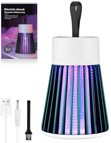URAQT Insektenvernichter Elektrisch, Mückenlampe 5W 2000V Mückenfalle Mückenschutz, USB, 2 in 1 Elektrische Insektenvernichter mit Nachtlicht für Insekt, Innen und Außen (Wiederaufladbar, Grün)