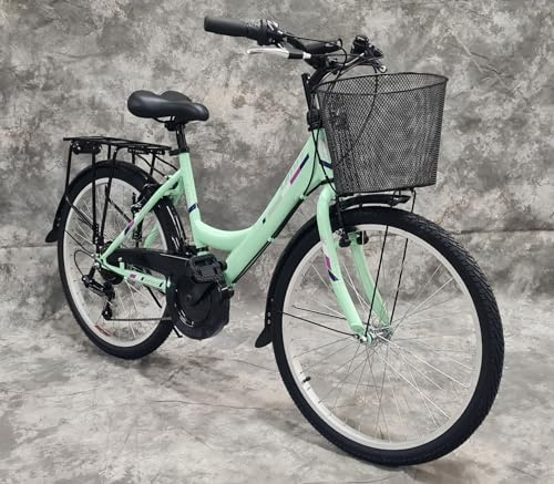 Generisch 24 Zoll Damencityrad SAFIRO 21-Gang Kettenschaltung, Gepäckträger und Korb NEU 2408 Mint Bitte BEACHTEN AB 135 cm KÖPERGRÖSSE GEEIGNET !!!!!!!