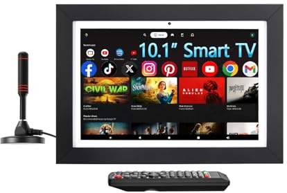 IONETECK 10 Inch Small Smart TV with ATSC Tuner & Touch Screen, 5-in-1 Kitchen TV with Home Control Panel, Video Call, Calendar & Photo Frame Functions, Portable MINI for Bedroom, RV, Camper