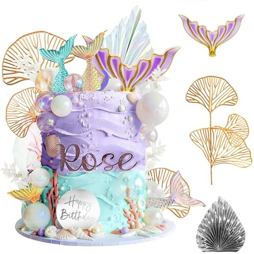 26 Stück Tortendeko Meerjungfrau Kuchen Deko Geburtstag, Meerjungfrau Tortendeko Geburtstag, Torte Topper, Tortendek Mädchen für Partys mit Meeresthema für Themenparty Kuchendeko usw