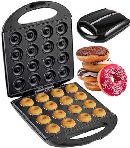 Donut Maker Machine, 1400W Non-stick Electric Doughnut Maker with 16 Holes, Rapid Heating for Delicious Breakfast, Snacks and Desserts