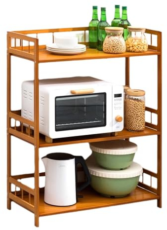 Wooden Kitchen Etagere with Rounded Corners Large Storage Rack Chinese Design Pull Ring Multi-Functional Brown (70x30x88cm) - Perfect for Home Decor