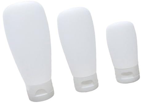 ULTECHNOVO Lot de 3 Flacons de Lotion Rechargeables en Silicone 30ml 60ml 100ml Bouchon Flip-top pour Cosmétiques Voyage Usage Portable