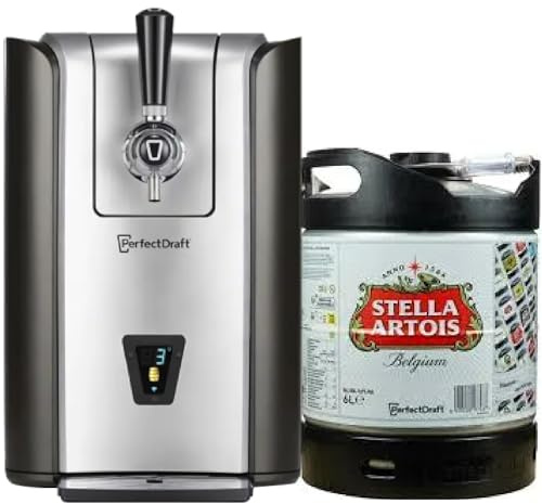 PerfectDraft Pro – Pack Tireuse À Bière + 1 Fût Stella Artois 6L – Machine Pression À Domicile – Refroidissement À 3°C – 30 Jours Fraîcheur – Écran LED Température – Idée Cadeau Amateur Bière