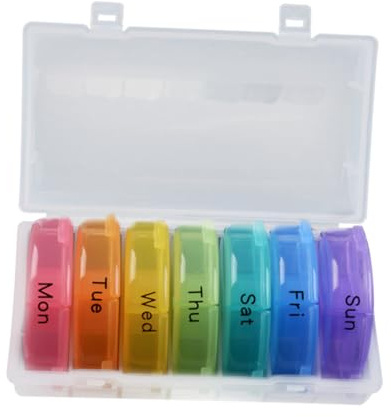 IWOWHERO Portapillole in Pp Biodegradabile ed Ecologico 21 Scomparti Settimanale Contenitore Colorato per Viaggio e Organizzazione Medicine Quotidiane