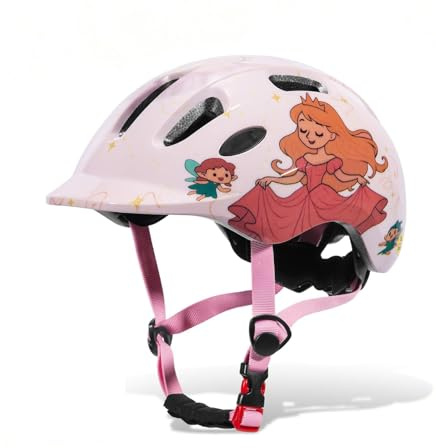 Fahrradhelm Kinder 48–52 cm – Kleinkinder Helm mit 3D Ohren, Verstellbarer Kinderhelm für Mädchen & Jungen – Leichter Skaterhelm für Laufrad, Roller, Fahrrad & Inlineskates (Hellrosa, S)