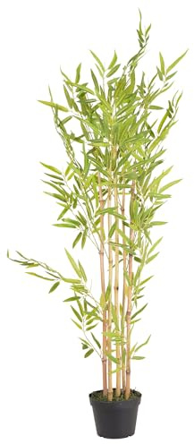 UNUS Plante artificielle en bambou 120 cm avec tronc en bois véritable | Plante décorative réaliste dans un pot