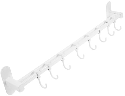 CANIGHT Porta Utensili da Cucina Multifunzionale a 8 Ganci in Alluminio Spaziale Bianco, Salvaspazio e Versatile, per Organizzare la Cucina a Parete