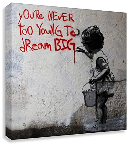 Druck auf leinwand Banksy Graffiti - Bild Dream Big Farbe ! Bild fertig auf Keilrahmen !Kunstdrucke, Wandbilder, Bilder zur Dekoration - direkt vo (80x80cm)