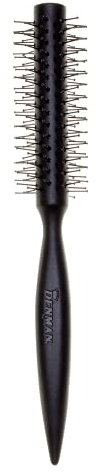 Denman Curling Vented Barrel Round Hair Brush with Nylon Bristles for Fast Drying, Volume and Creating Movement in the Hair, Black, D73