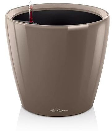 Lechuza – Pot de Fleurs d'Interieur – Premium Classico Ls – Réserve d'Eau Intégrée – Coloris Taupe – Ø 35 X 33 cm
