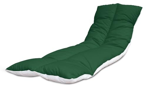 Lancashire Textiles Sun Lounger Cushion Folding Sunlounges Chair Cushions Topper Pads Reclining Home Garden Furniture Outdoor Cushion 190cm (Lush Green, 60 X 190 CM (Pack of 1))