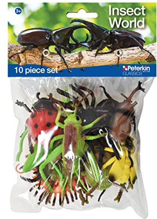 PETERKIN CLASSICS | Insect World 10-Piece Set | 6-12cm Toy Insects | Mantis, Grasshopper, Scorpion, Beetles, Spider, Ladybird, Hornet, Centipede | Roleplay Toys | Ages 3+