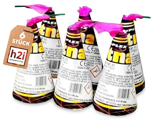 h2i Etna Vulkan TXF754 | 6 Stück | ca. 15–20 Sekunden Brenndauer | Outdoor Licht‑Effekt Vulkan Kategorie F1