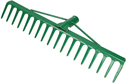 KOTARBAU® Laubrechen - 47,5 cm - Metall Rechen für Gras & Laub - ohne Holzstiel - Gartenrechen - Rasenrechen mit 18 Zinken - Robustes Gartenwerkzeug für Rasenpflege - Metall - Grün