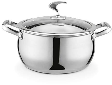 Ollas Rectas, Stock Pot, 18-10 Acero Inoxidable Espesado Olla Madre/Olla De Cocción (20 Cm), Para Cocina De Gas/Cocina De Inducción