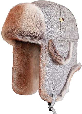 WHSPORT Winter Warmer Trapper Hut Winter Hut Ohrenschützer Trapper Warm Fellmütze Trappermütze Bomber Hut Unisex Fliegermütze (Color : Brown, Size : 58-60CM/22.83-23.62IN)