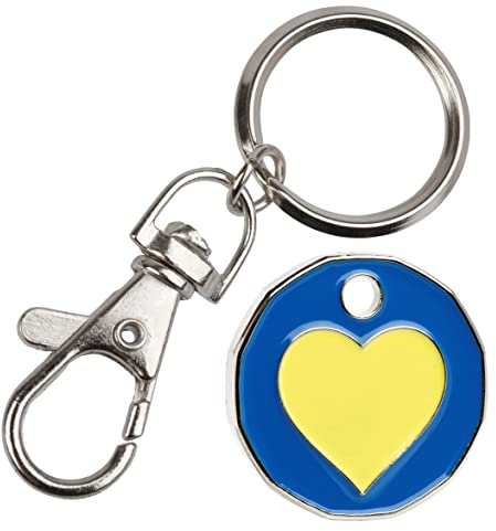 Harts 1 unit New Shape £1 coin Trolley Tokens Keyrings Supermarket Locker (Ukraine Heart)