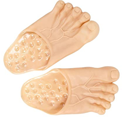 Baoblaze Lustige Fuß Hausschuhe, Lustige nackte Füße Pantoffeln, Bigfoot Count Hausschuhe, Halloween Kostüm Party Cosplay Requisiten Riesen Füße, PVC Funny Bare Feet Slippers für Erwachsene