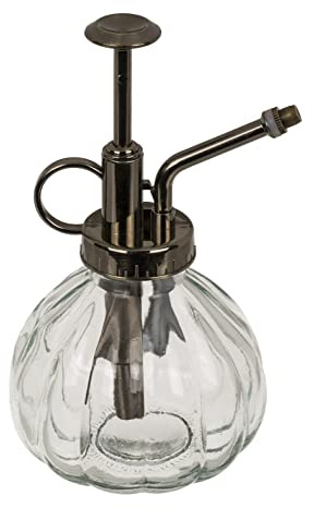 Pflanzensprüher Glas-Sprühflasche Sprüher Pflanzennebler aus Glas mit Kunststoff-Sprühpumpe, zum Gießen Kleiner Pflanzen im Haus oder im Büro 200 ml (Klar-Anthrazit)