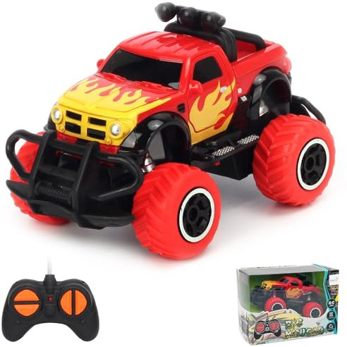 Pup Go Mini Monster Truck Auto RC per Bambini 3-8 Anni, Macchina Telecomandata Veloci Fuoristrada, Macchinina Radiocomandata Elettriche, Giocattolo Regalo Natale Compleanno per Bambino Bambina, Rossa