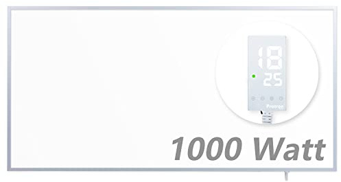 Protron Infrarotheizung Infrarot Panel Heizkörper Elektroheizung Wandheizung mit Aluminium-Rahmen und Smart-Thermostat 120cm x 60cm - weiß 1000 Watt