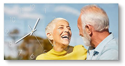 DEQORI personalisierte Glasuhr mit Foto | vertikal 60x30 cm, Zahlen, Schwarz | eigenes Bild | große XXL Design Uhr aus Glas | leise Wanduhr für Wohnzimmer & Küche | Moderne Uhr für die Wand