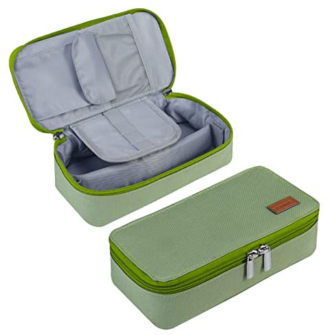 Yommie Federmäppchen Leinwand Federtasche Erwachsene Reißverschluss Schlampermäppchen Mädchen Mäppchen Uni Single Etui Federmappe Groß Stiftemäppchen Organizer Pencil Case Für Teenager Jungen Grün