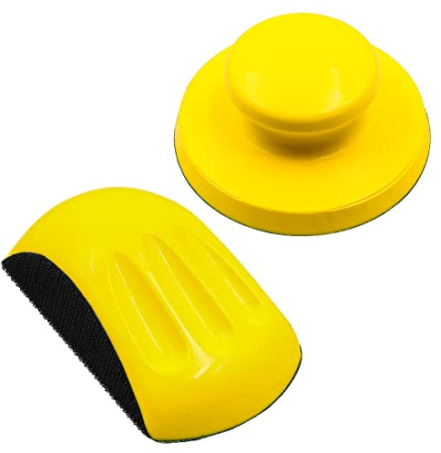 Hsthe Sea 2 Pack Hand Sanding Block 5 Inch Round and Mouse-Shaped Hand Sanding Block for Wood Furniture Restoration Home Arts and Crafts