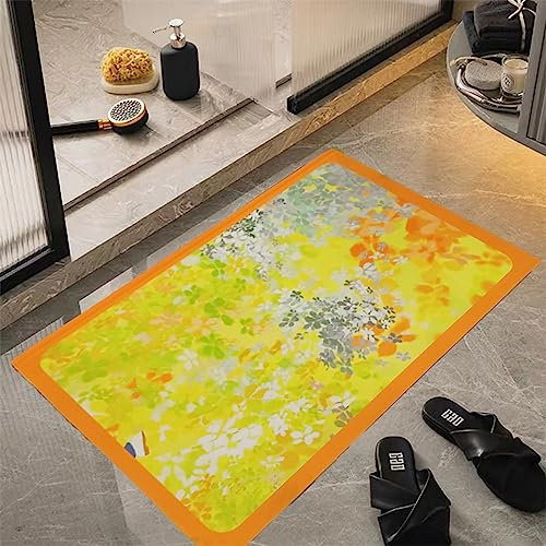 Badezimmerteppich Super Absorbierende Rutschfester Badematte, Badematten Badteppich 80x120cm Badvorleger Extra DüNn Schnelltrocknende Waschbare Badematte Home Rug, Badmatte Bodenmatte Floor Mat Gelb
