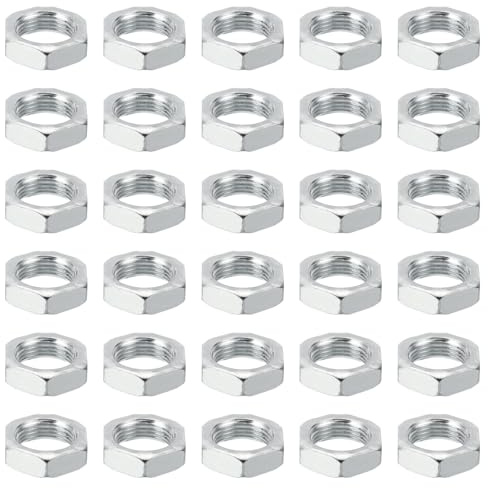 PATIKIL M20x1.5 Stahl Sechskantmuttern 30 Pack Metrische Gewinde Verzinkt Beschläge Muttern Schraube Bolzen Befestigungsteile für Lampen Maschinen Reparatur 9mm Höhe