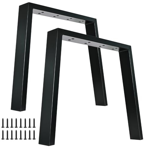 Fruyyzl Pieds de Meubles Noir 76cm H, 2 Pieds de Table Trapézoïdaux Metal, Pied Bureau Pieds Table Basse Noir, Pieds Table a Manger en Fer Robuste, Pied Meuble Cuisine Industriel
