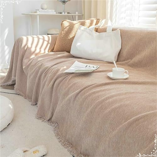 Ayoiow Sofa Überzug Sofa Überzug Khakifarbe Sofahusse 1Sitzer Chenille Einfarbig