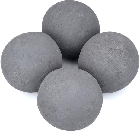 Stanbroil Bolas de fuego de cerámica, piedras redondas de 6 pulgadas para hoguera y chimenea, juego de 4, color gris