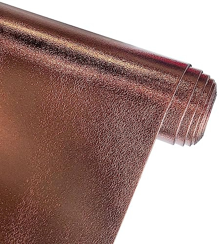 ONEART | Metalliskt mjukt fusklädertyg, lammskinn, syntetiskt konstläder för handväska, hårband, 32 × 135 cm – mörkbrun