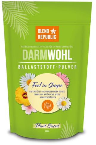 BLEND REPUBLIC® Darmwohl Ballaststoff-Pulver für essentielle Bakterienstämme - Probiotika Präbiotika Pulver - Darmflora Aufbau vegan, 300g