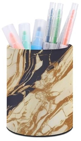 NQLYUT Stifthalter, Becher, Leder, Marmor, Make-up-Pinselhalter, Stiftbecher, Schreibtischzubehör, Stift-Organizer, Stift-Becherhalter für Schreibtisch, Schreibwaren-Organizer